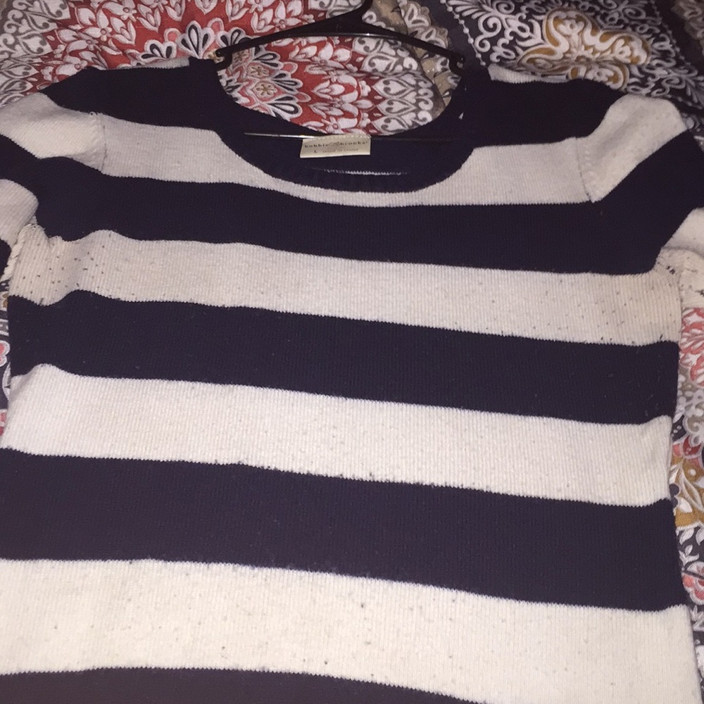 Navy and white sweater dress
